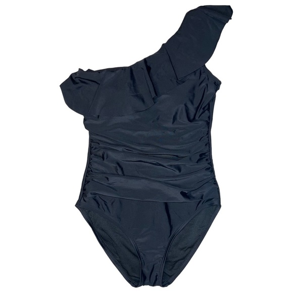 Hilor One Piece Swimsuit One Shoulder Asymmetric Ruffle Monokini Size 6 - Picture 5 of 10